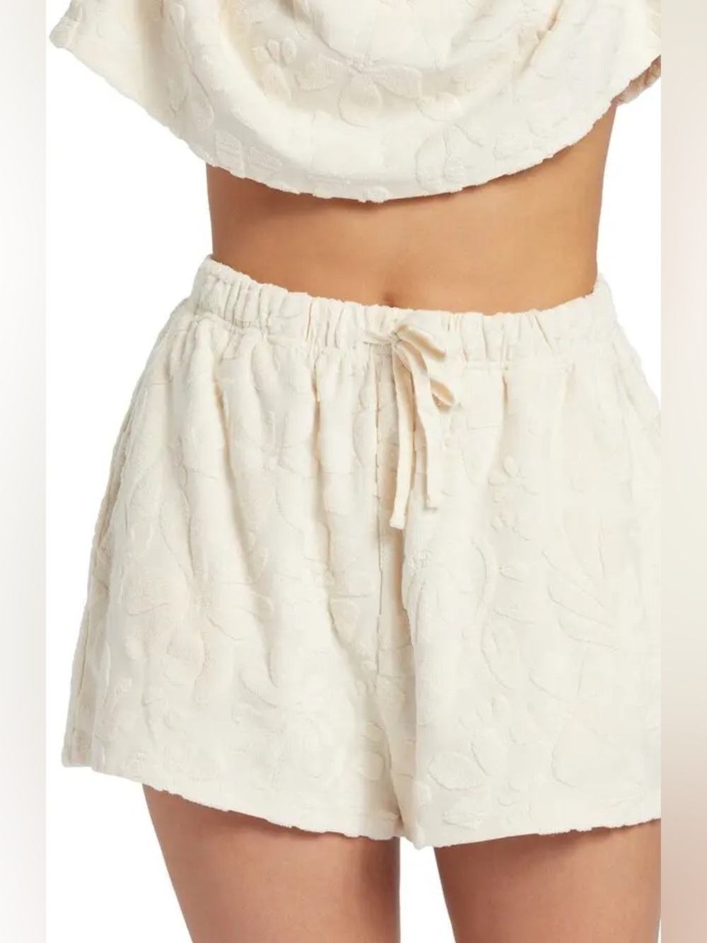 NWT Billabong Loosen Up Shorts Terry Cloth in Cream Women’s Size Large